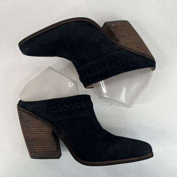 Sam Edelman Size 10 Alison Western Mule in Black Suede Evereve Stacked Heel - Picture 3 of 12